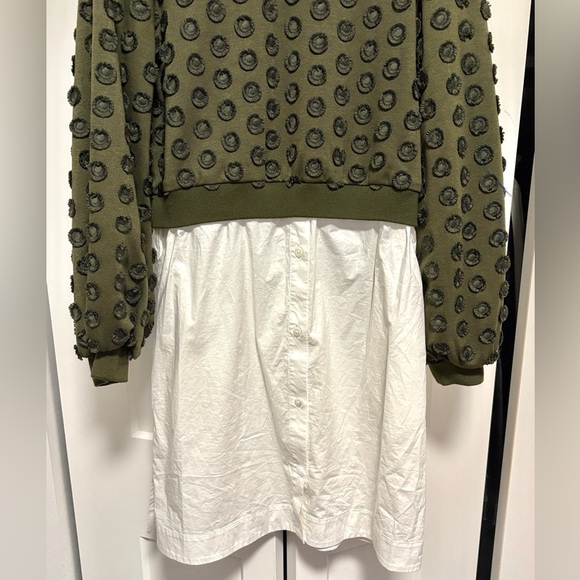 EUC [Pearl by Lela Rose] Poplin Embroidered Sweater Layer Combo Dress Women’s S - Picture 7 of 15